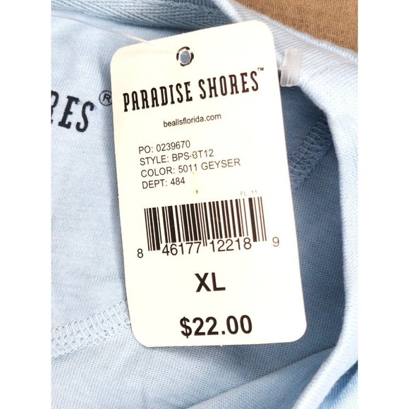 Paradise Shores Cotton XL 5011 Geyser Lei Over Charters Teal Blue T Shirt - Picture 5 of 16